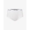 Calvin Klein Womens  Icon Branded Cotton And Modal-blend Boy Shorts In White