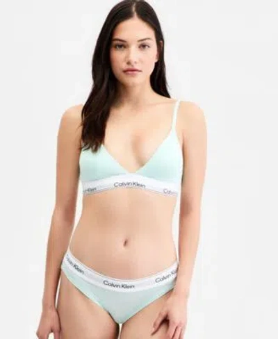 Calvin Klein Womens Icon Cotton Modal Lightly Lined Triangle Bralette Bikini Underwear In Feel The Mint