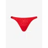 Calvin Klein Womens  Icon Stretch-lace Thong In Red