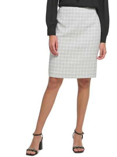 Calvin Klein Womens Knee Length Tweed Pencil Skirt In Grey