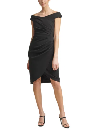 Calvin Klein Womens Knit Pleated Midi Dress In Black