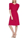 CALVIN KLEIN WOMENS KNIT PUFF SLEEVES FIT & FLARE DRESS