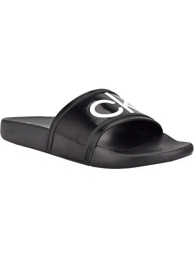 Calvin Klein Womens Laceless Rubber Slide Sandals In Black