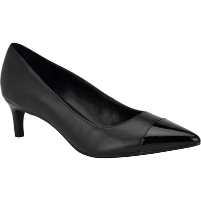 Calvin Klein Womens Leather Trim Man Made Kitten Heels In Black