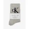 Calvin Klein Womens Brand-monogram Ribbed Pack Of Two Cotton-blend Crew Socks Light Grey Melange