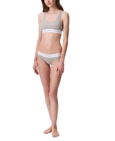 Calvin Klein Womens Lightly Lined Bralette Bikini Underwear In Grey Heather