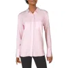 Calvin Klein Womens Lightweight Collared Button-down Top In Silver