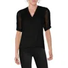 Calvin Klein Womens Lightweight Rolled Sleeves Pullover Top In Black
