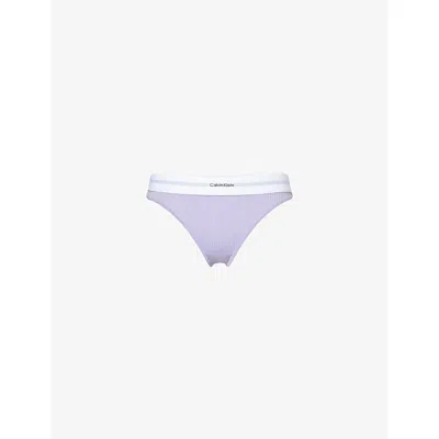 Calvin Klein Womens Lilac Quartz Bikini Modal Ribbed Cotton-blend Briefs