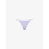 Calvin Klein Womens Lilac Quartz Ribbed Cotton-blend String Thong In Lilac Quartz