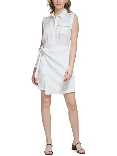 Calvin Klein Womens Linen Shirtdress In White
