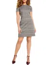 Calvin Klein Women's Plaid-print Jewel-neck Sheath Dress In Beige