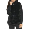 Calvin Klein Womens Mixed Media Faux Fur Puffer Vest In Black