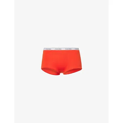 Calvin Klein Womens Molten Icon Logo Boyshort Cotton-jersey Briefs