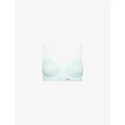Calvin Klein Womens Moonlight Jade Sheer Marquisette Lightly-lined Demi Lace Bra