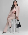 Calvin Klein Womens Novelty 3 4 Sleeve One Button Jacket Printed Mesh Mock Neck Top Novelty High Rise Wide Leg Pa In Neutral