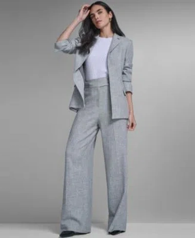 Calvin Klein Womens Novelty Open Front Jacket Novelty Wide Leg Pant In Gray