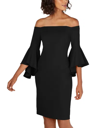 Calvin Klein Womens Off-the-shoulder Mini Sheath Dress In Black