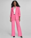 Calvin Klein Womens One Button Blazer Belted Wide Leg Pants In Peony