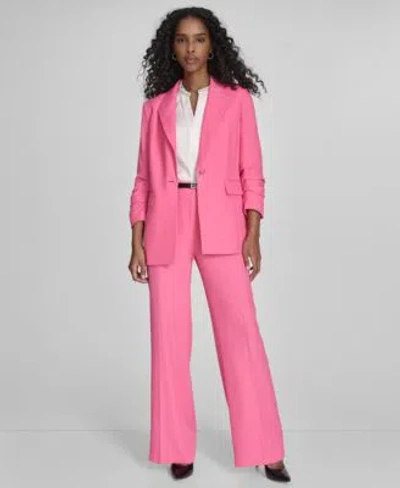 Calvin Klein Womens One Button Blazer Belted Wide Leg Pants In Peony