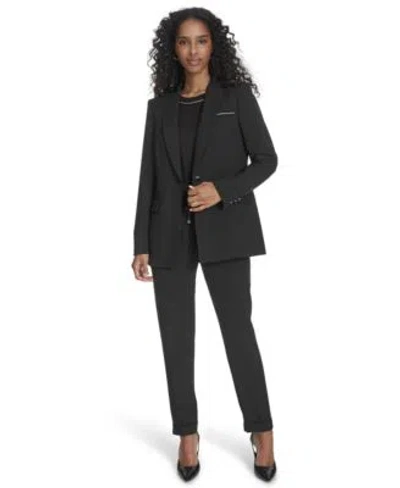 Calvin Klein Womens One Button Blazer Drawstring Waist Pants In Black
