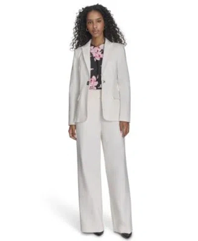 Calvin Klein Womens One Button Blazer Wide Leg Pants In Cream