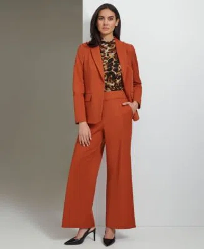 Calvin Klein Womens One Button Blazer Wide Leg Pants In Orange