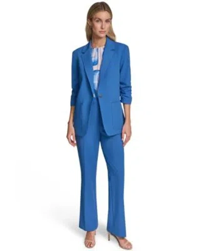 Calvin Klein Womens One Button Jacket Modern Fit Straight Pants In Blue
