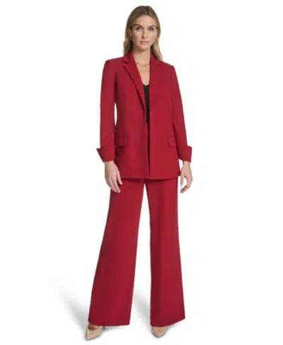 Calvin Klein Womens Open Front Jacket Straight Leg Pant In Red