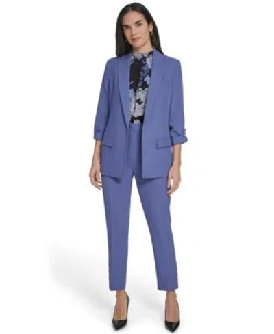 Calvin Klein Womens Open Front Roll Sleeve Jacket Mid Rise Slim Leg Pants In Purple