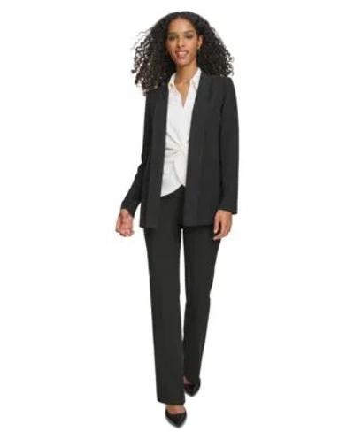 Calvin Klein Womens Open Front Shawl Collar Blazer Straight Leg Pants In Black