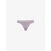 Shop Calvin Klein Womens Orchid Bliss Seductive Comfort Light Logo-print Stretch-woven Thong