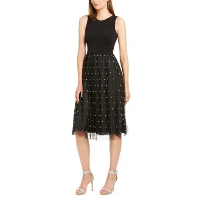 Calvin Klein Womens Party Knee Fit & Flare Dress In Black