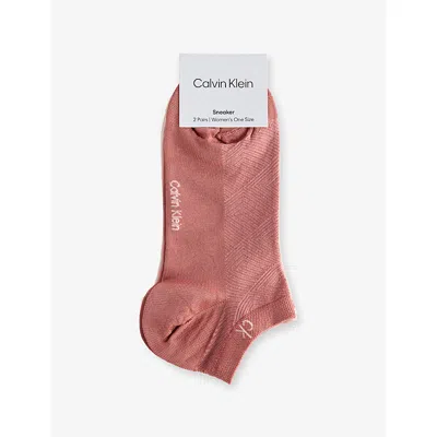 Calvin Klein Womens Pink Combo Pack Of Two Stretch-mesh Ankle Socks