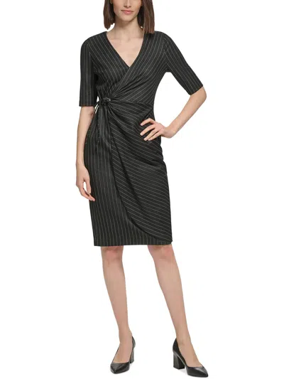 Calvin Klein Womens Pinstripe Polyester Sheath Dress In Multi