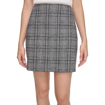 Calvin Klein Womens Plaid Polyester Mini Skirt In Black
