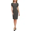 Calvin Klein Womens Plaid Tulip Sleeve Sheath Dress In Green