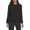 Calvin Klein Petite Pleated Blouson-sleeve Top In Black