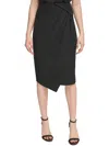 Calvin Klein Womens Pleated Knee Length Wrap Skirt In Black