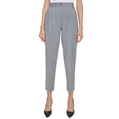 Calvin Klein Womens Pleated Pin Stripe Trouser Pants In Multi
