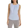 Calvin Klein Womens Pleated Polyester Blouse In Blue