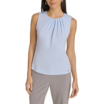 Calvin Klein Womens Pleated Polyester Blouse In Sky