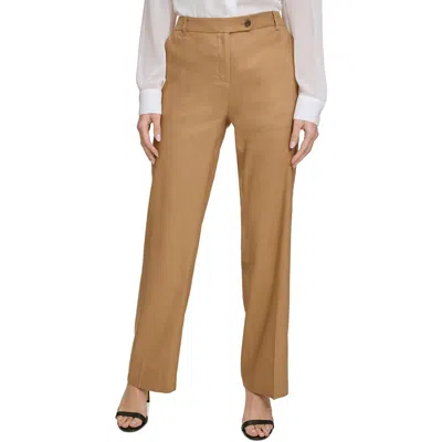 Calvin Klein Womens Pocket Linen Wide Leg Pants In Multi