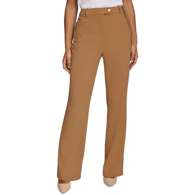 Calvin Klein Womens Pocket Polyester Straight Leg Pants In Luggage