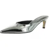 Calvin Klein Kalyn Pointed Toe Kitten Heel Mule In Silver