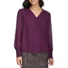 Calvin Klein Womens Polka Dot Chiffon Blouse In Purple