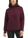 Calvin Klein Womens Popcorn Stitch Mock Neck Pullover Sweater In Red