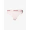 Calvin Klein Womens Potpourri Icon Branded Stretch-cotton Blend Thong Xl In Pink
