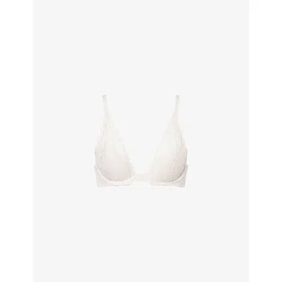 Calvin Klein Womens Prairie Peach Plunge Lace Stretch-woven Bra