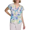 Calvin Klein Womens Printed Chiffon Blouse In Multi